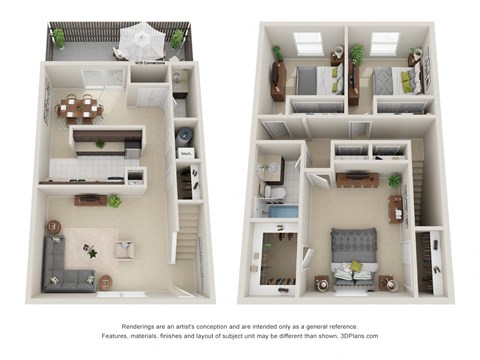 Floor plan for 3 beds, 1.5 baths, 1285 sqft